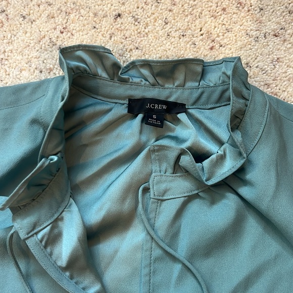 Turquoise J.Crew ruffled blouse - Picture 2 of 3